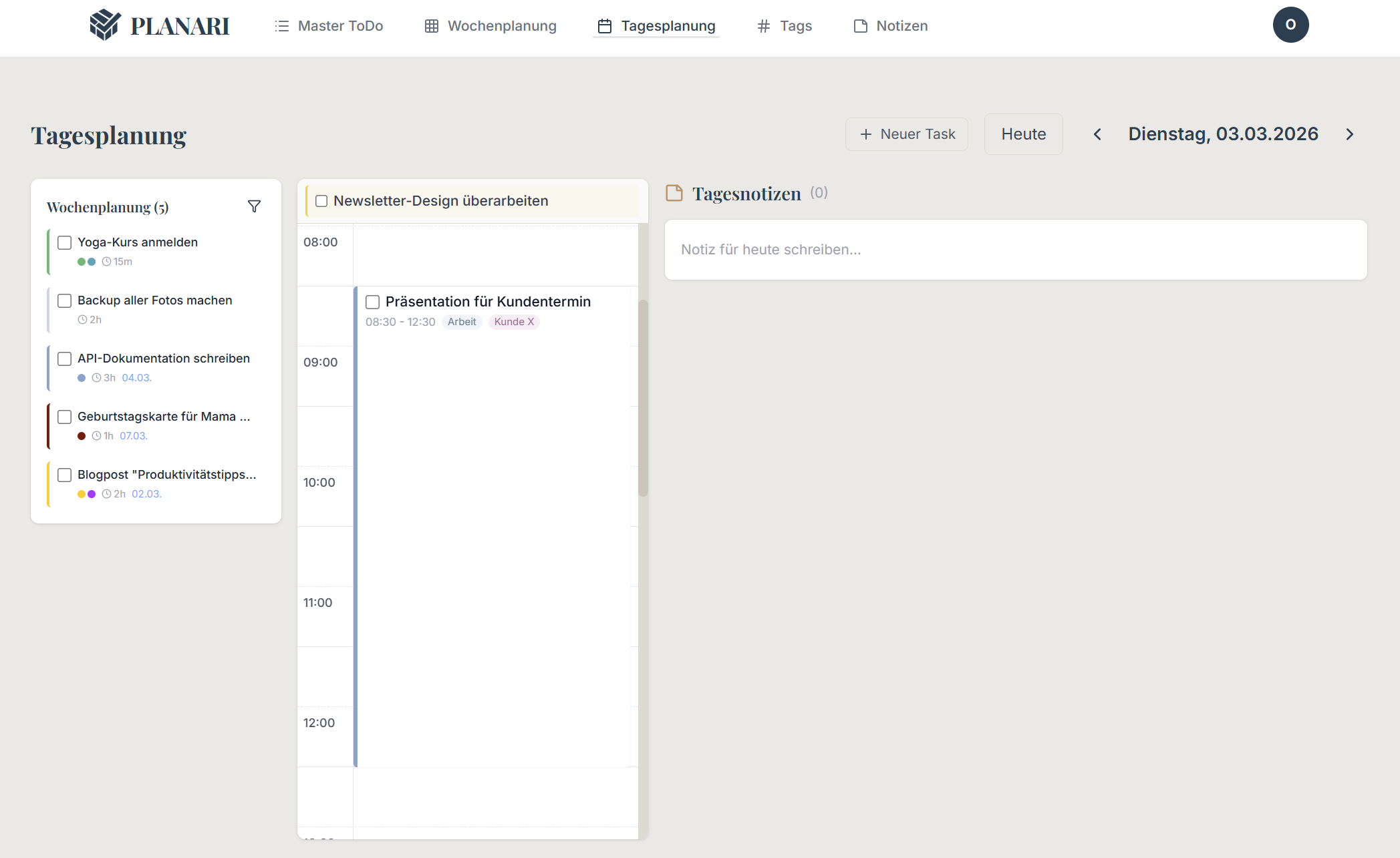 PLANARI Tagesplanung